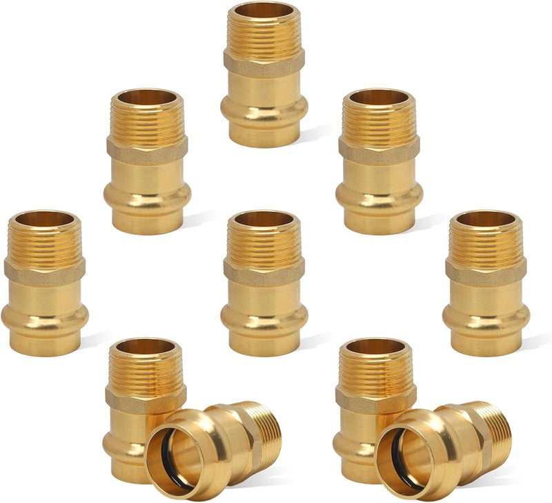 Abbiemo 10PCS 3/4 inch Propress x 3/4 inch NPT Male Adapter Pressure Copper Fitting ProPress Connect to Male NPT Pipe Lead-Free - Image 1